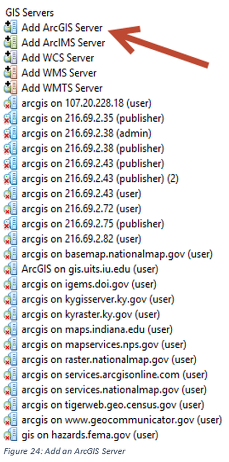 Figure 24: Add an ArcGIS Server