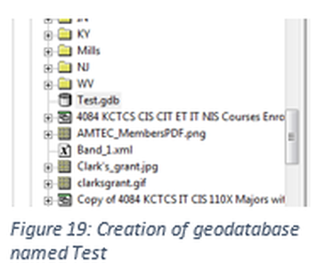 Figure 19: Creation of geodatabase named Test