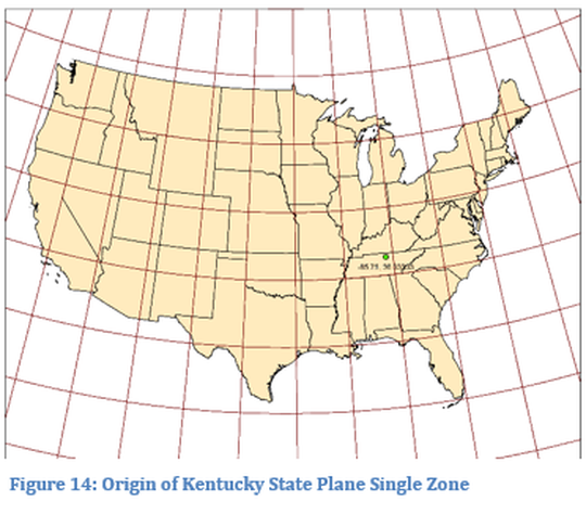 Figure 14: Orgin of Kentucky State Plane Single Zone