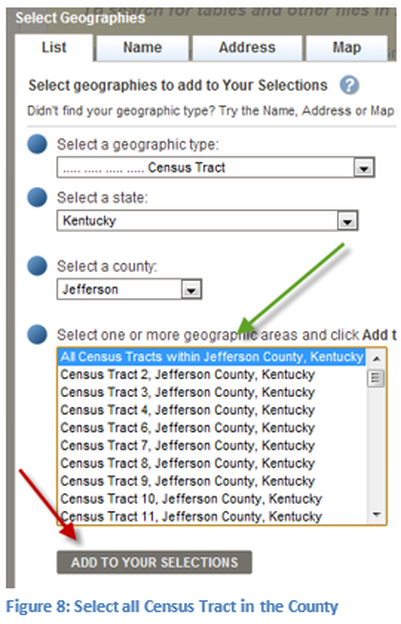 Figure 8: Select all Census Tract in the County